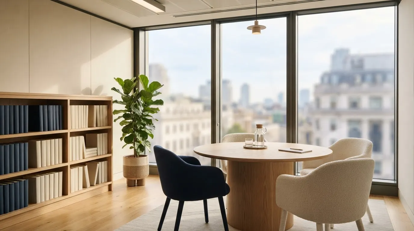 A bright, modern meeting room